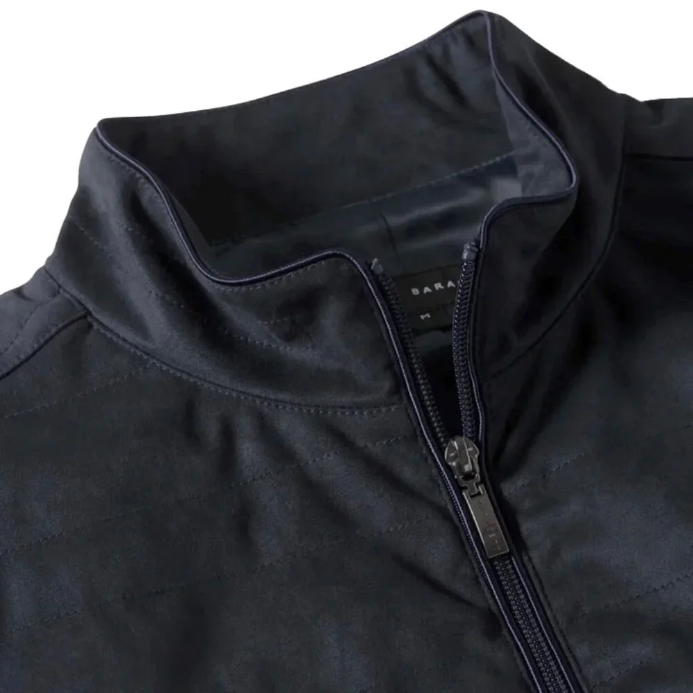 NEW $295 Robert Barakett Renoir Jacket! XXL  Navy  Mixed Media Coat Quilted Body